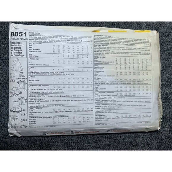 Simplicity Misses Costumes Naughty Nurse Maid Car Hop Gypsy Sew Pattern sz 6-12 - Picture 3 of 4